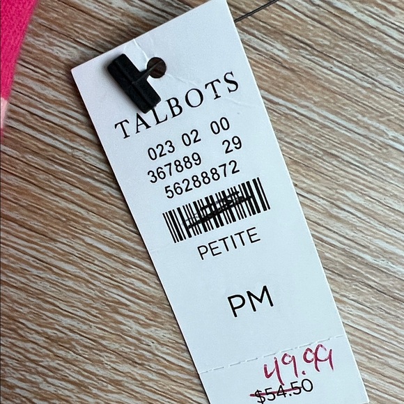 Talbots Hot Pink & White Striped V-Neck Tie-Sleeve Top NWT Size MP - Picture 4 of 13